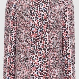 Reiss Red and Black Patterned Blouse